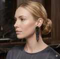 Black Rose Crystal Tassel Earrings