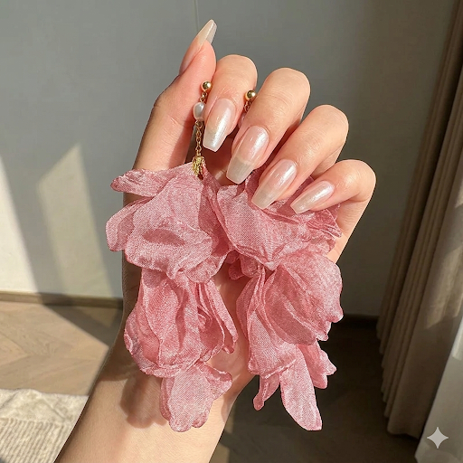 Pink Petal Drop Earrings