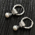Geometric Pearl Drop Earrings - Electroplated Copper Fashion Earrings