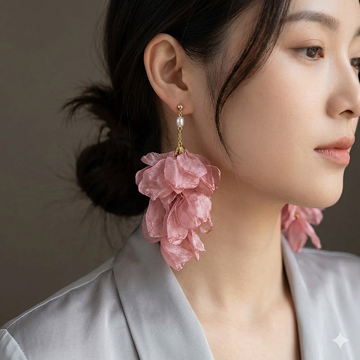 Pink Petal Drop Earrings