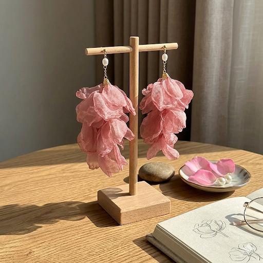 Pink Petal Drop Earrings