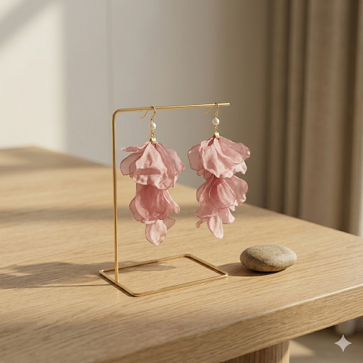Pink Petal Drop Earrings