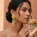 Yellow Rose Botanical Drop Earrings
