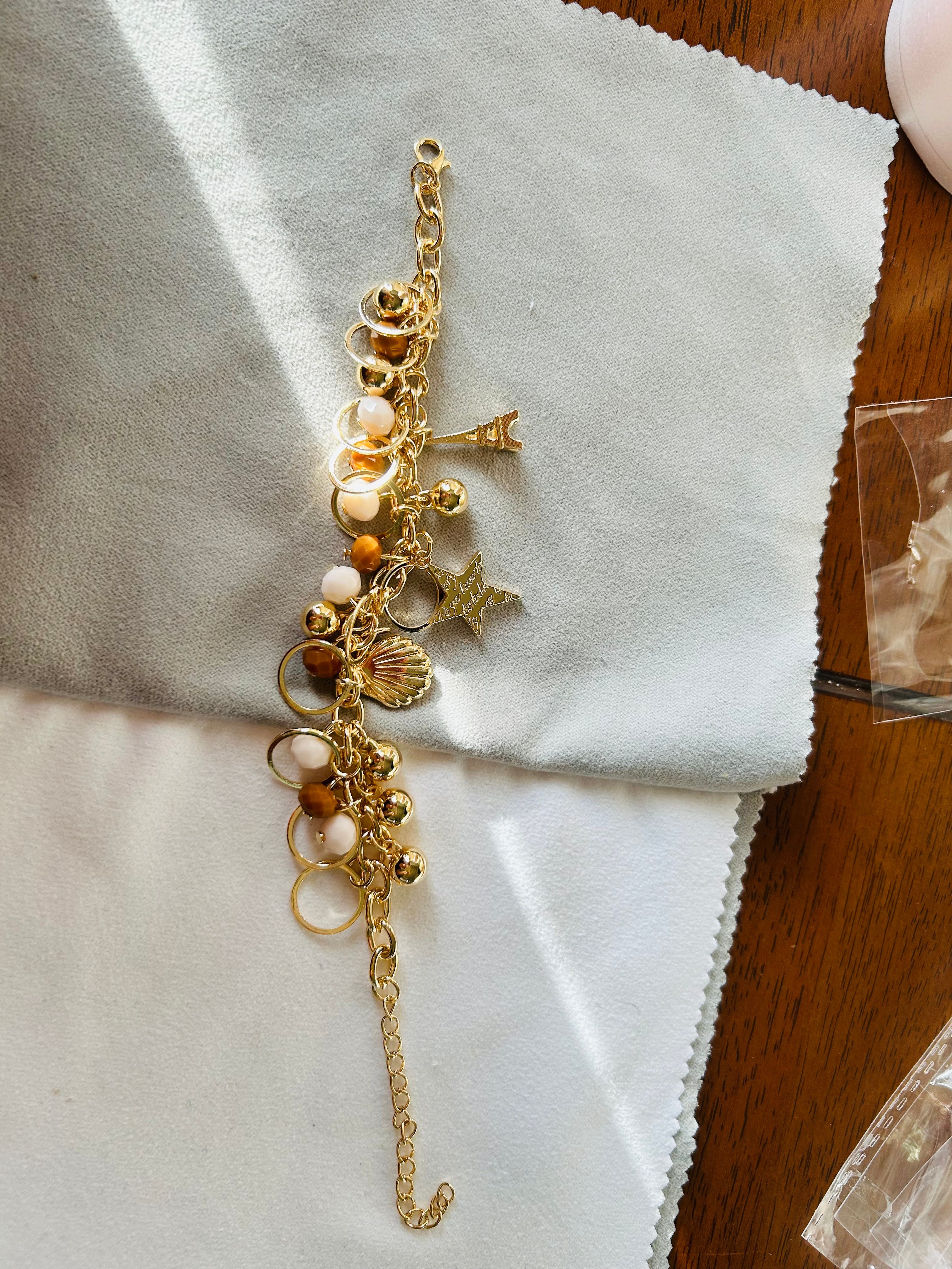 Luxury Gold Tone Ocean Charm Bracelet