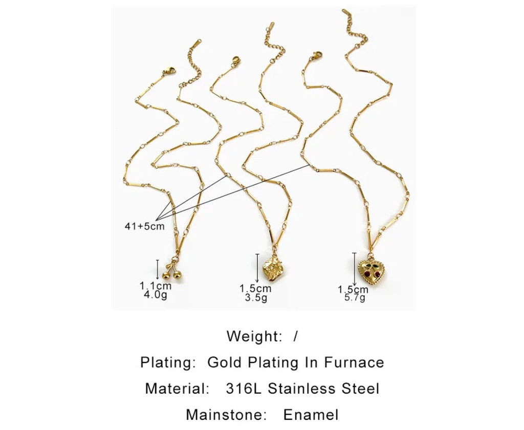 Gold Layered Charm Necklace Set