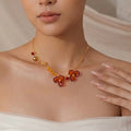 Amber Blossom Glass Flower Necklace
