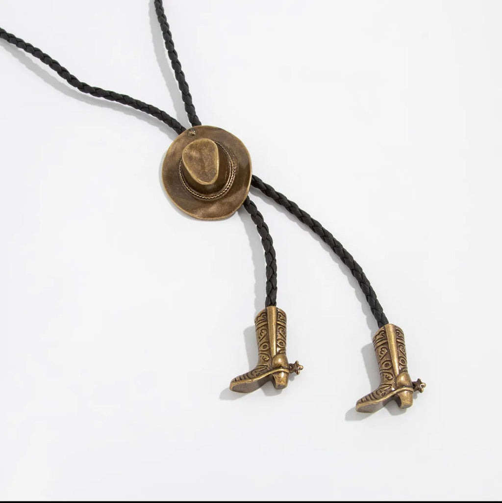 Western Cowboy Hat Bolo Tie Necklace