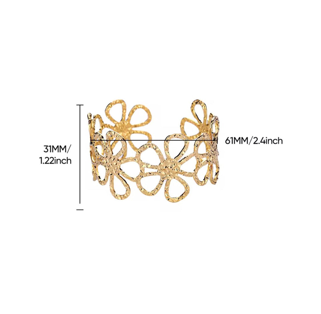 Gold Daisy Flower Cuff Bracelet