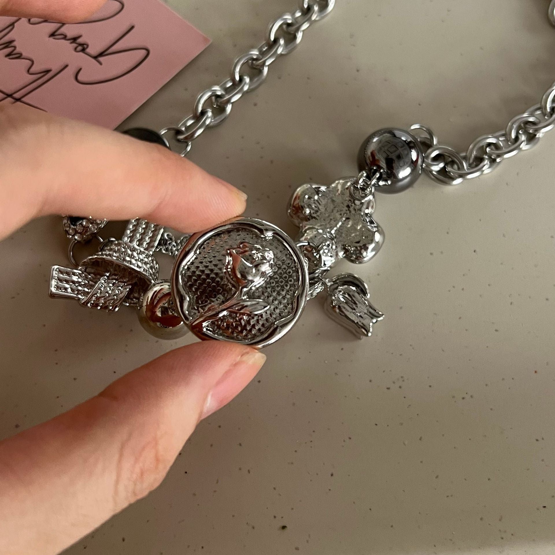 Punk Geometric Rose Choker Necklace