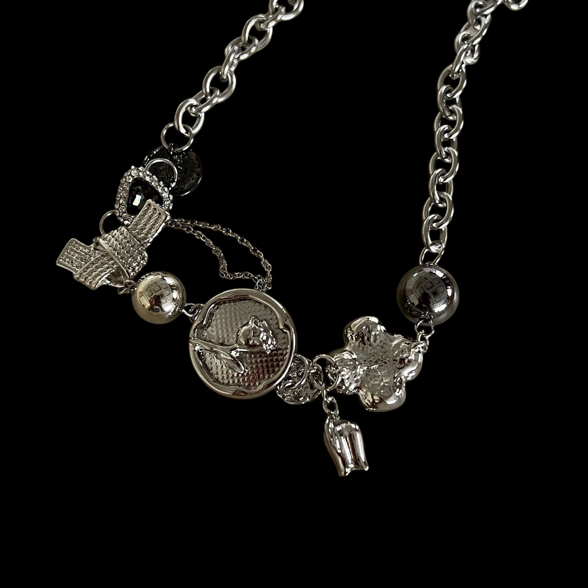 Punk Geometric Rose Choker Necklace