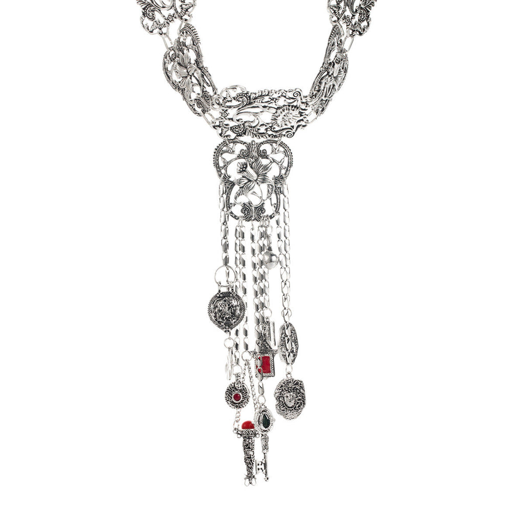 Baroque Gold Filigree Charm Choker Necklace