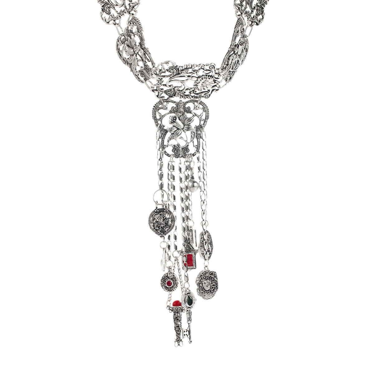 Baroque Gold Filigree Charm Choker Necklace