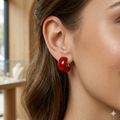 Red Spiral Gold Wire S925 Clip-on  Earrings