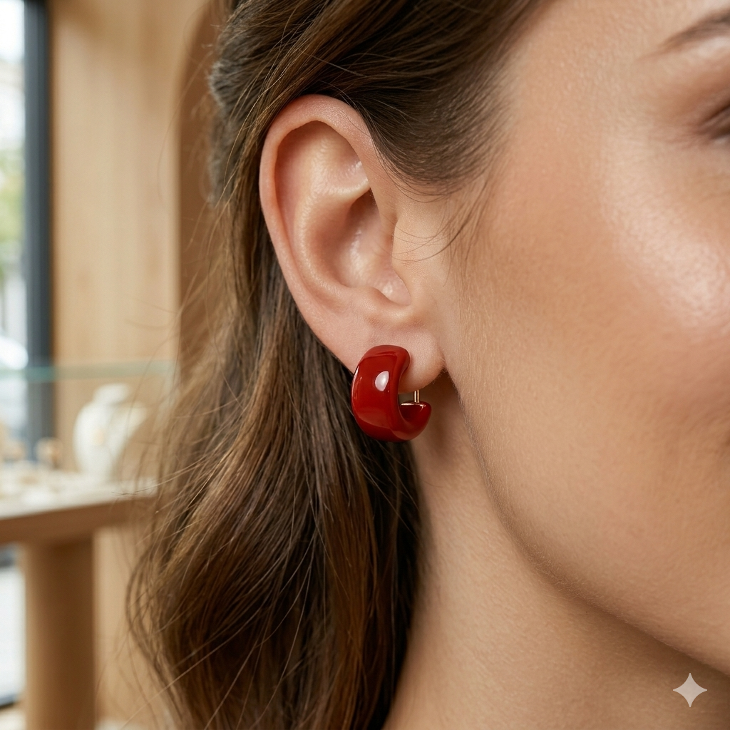 Red Spiral Gold Wire S925 Clip-on  Earrings