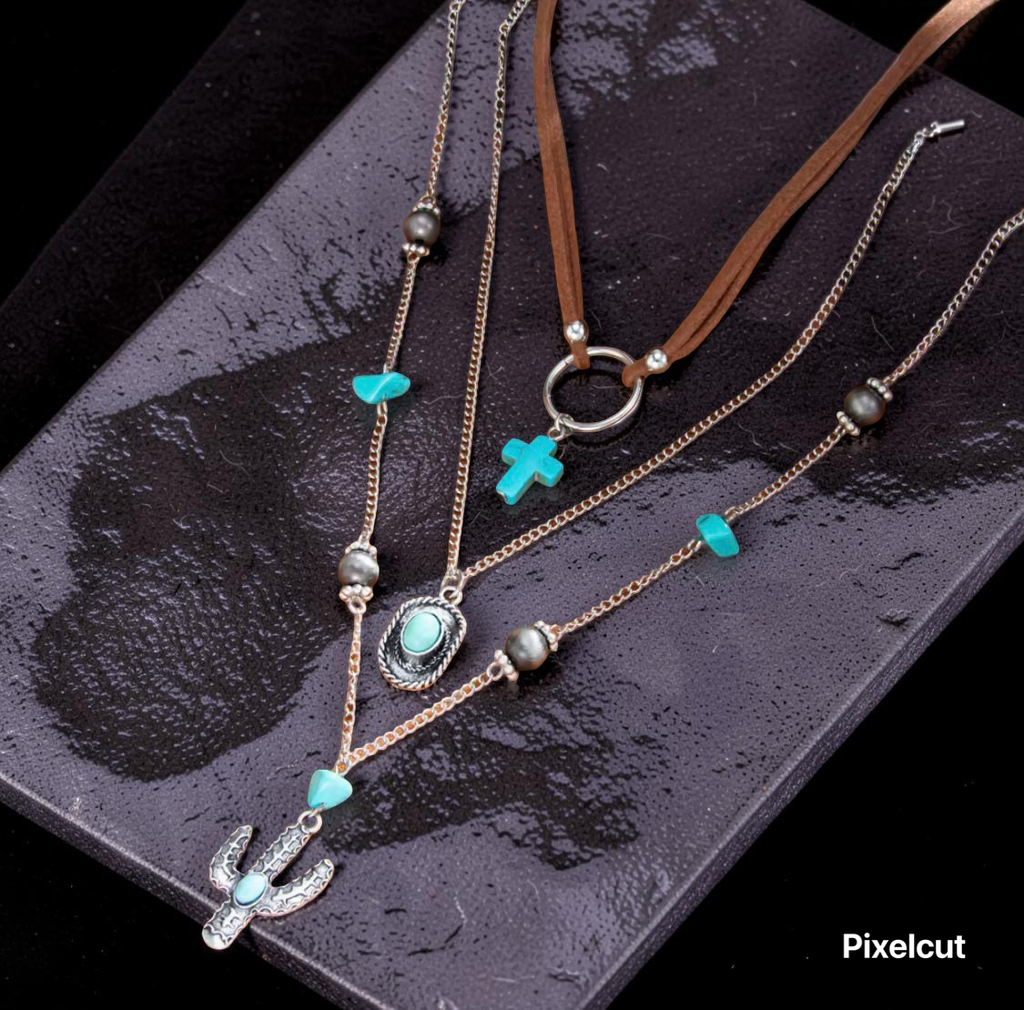 Turquoise Western Layered Necklace Set