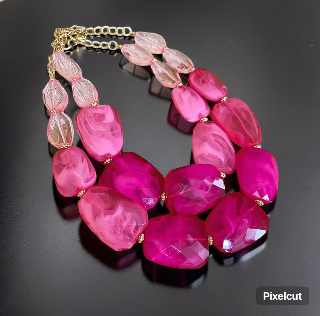Crystal Clear Double-Layer Acrylic Statement Necklace