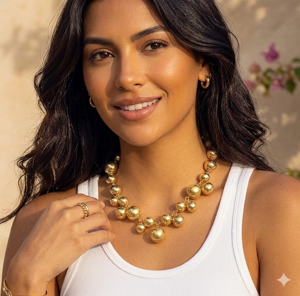 Gold Ball Statement Necklace