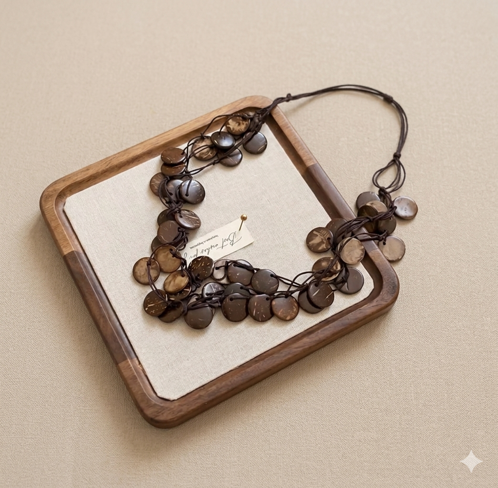 Coconut Shell Cascade Necklace