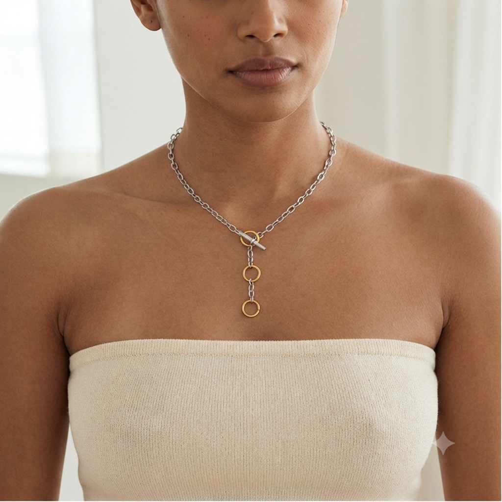Two-Tone OT Toggle Chain Necklace