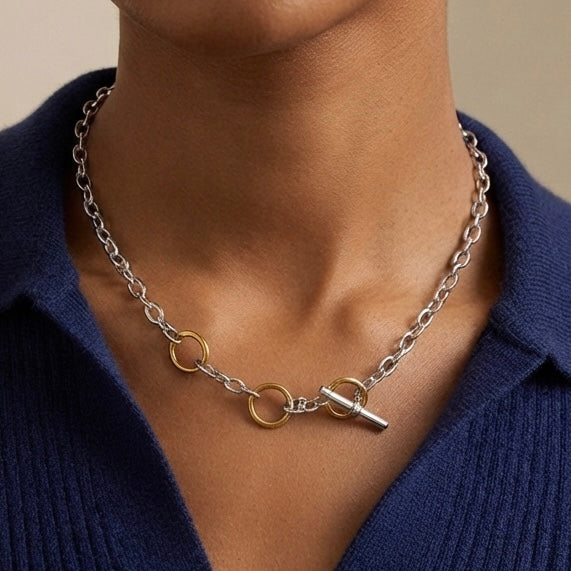 Two-Tone OT Toggle Chain Necklace