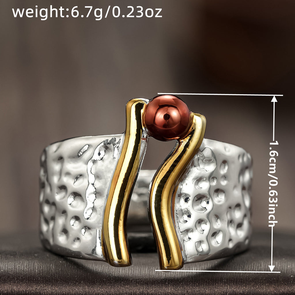 Hammered Silver Tri-Tone Statement Ring