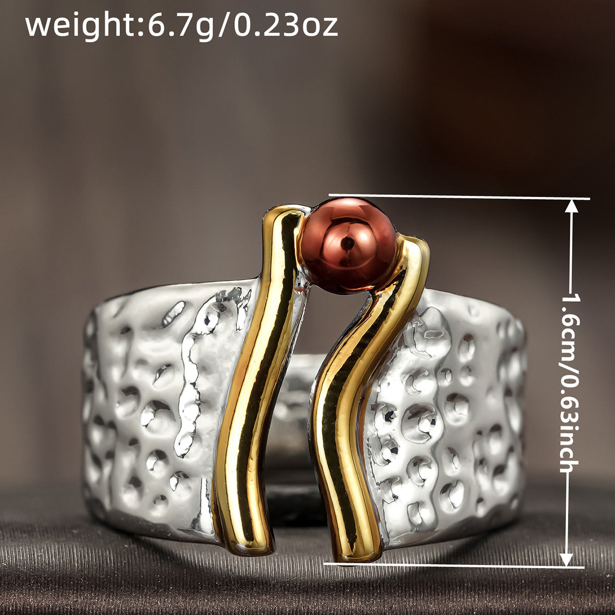 Hammered Silver Tri-Tone Statement Ring
