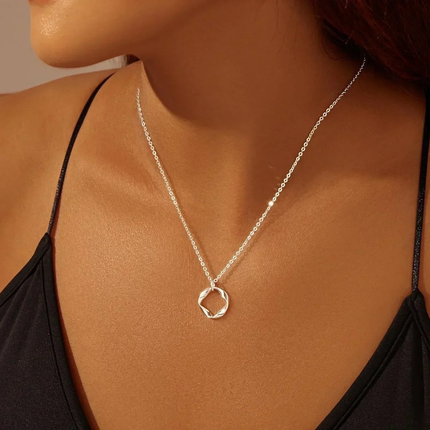 Layered Gold Necklaces for Women Stackable14K Gold Silver Plated Circle Paperclip Chain Pendant Choker Necklace Set For Woman